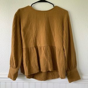 Madewell Yellow Long Sleeve Peplum